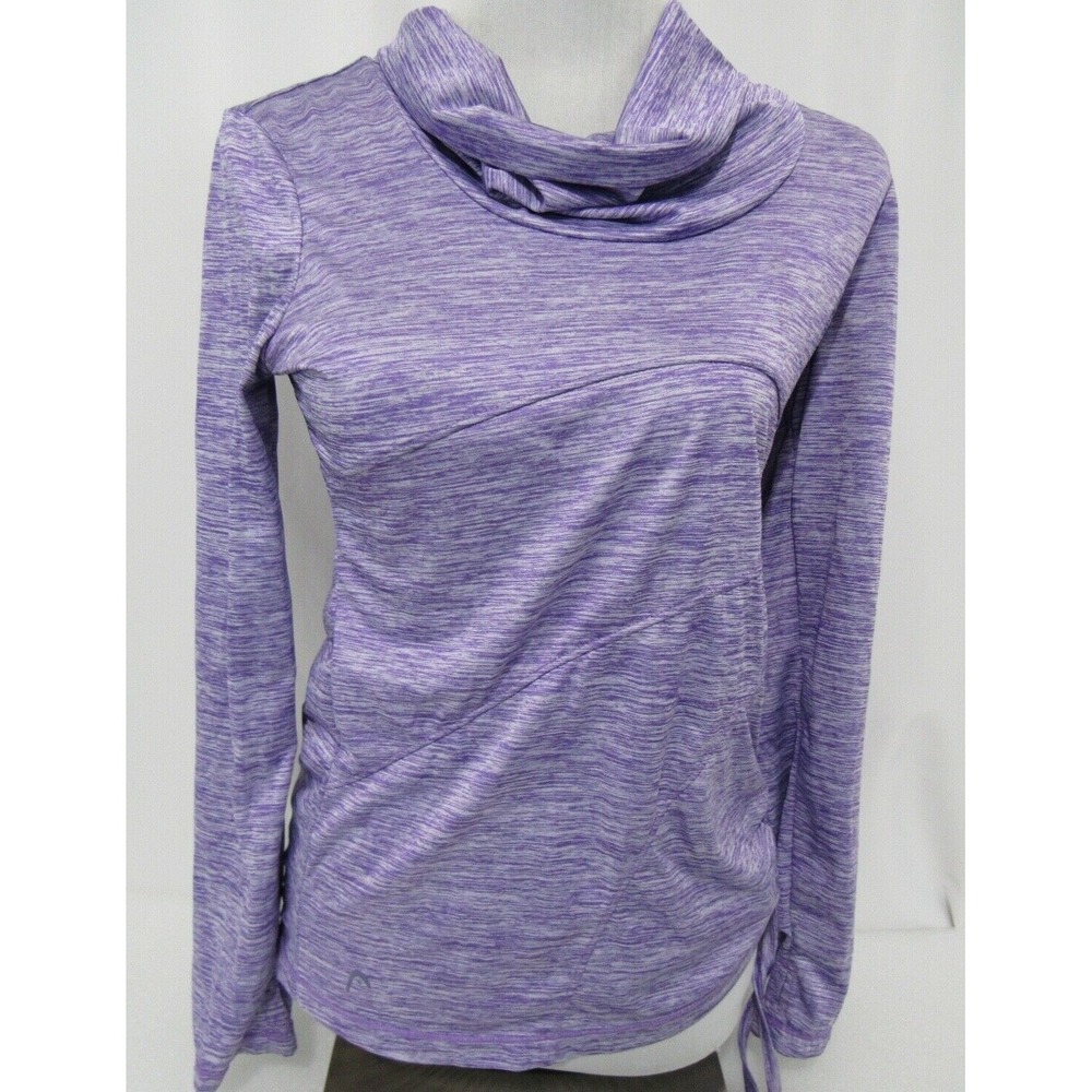 Head Women's Cowl Neck Long Sleeve Athletic Top Size S Purple Thumbhole